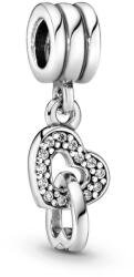 Pandora Moments Egymásba kapcsolt szívek ezüst függő charm (791242CZ)