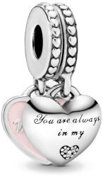 Pandora Moments Anya és lánya szívek ezüst charm (792072EN40)