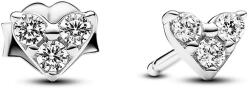 Pandora Tripla köves szív ezüst színű gombfülbevaló - 293003C01 (293003C01)