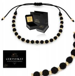 Golden Haus Női Arany Karkötő Gyöngyökkel Fekete Minta 585 Eredeti (bransoletka celebrytka kuleczki kryształki)