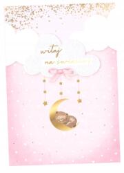 kukartka DK-1303 Születési Bérlet (lány, Mackó, Félhold)