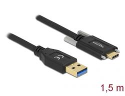 Delock 84017 1, 5m SuperSpeed USB-A USB 3.2 Gen 1 apa - rögzíthető USB-C apa kábel (84017) (84017)