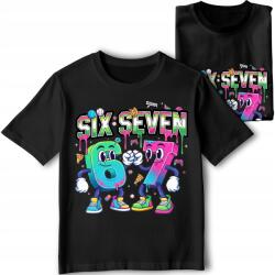 StukanDesign Gyerek Póló Fekete 67 Brainrot Mem Six Seven Friends [L] 152 cm