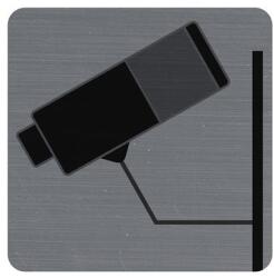 EXACOMPTA Információs tábla, öntapadó, 7, 5x7, 5 cm, alumíniumhatású, EXACOMPTA, "Kamerával megfigyelt terület (EX67180E) - iroda24