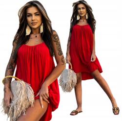 Och Bella Ruha pántos Mini piros ruha L (BI-81541-red-L)