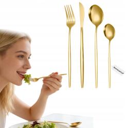  Arany Evőeszköz Szett 16 Db-os 4 Személyes Kanál Kés Villa (Bomevarica8693)