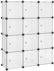 SONGMICS 12 rekeszes műanyag, polcegység ruhákhoz, fehér