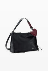 Desigual közepes női táska cserélhető vállpánttal ráadás szív pénztárcával fekete