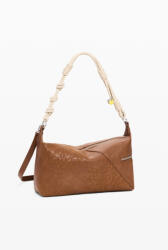 Desigual közepes válltáska cserélhető vállpántokkal hímzett camel barna