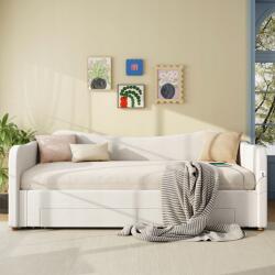 Gutent Ágyazható kanapé, 90x200 cm, kihúzva 180 cm, Usb csatlakozó, 2 fiókos, bézs bársony (1001)