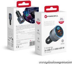  Car charger Forcell F-Energy Alu 2 x USB C + USB A QC4.0 PD SFC2.0 3A 85W gray (5903396275746)
