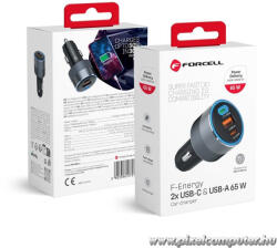 CAR charger Forcell F-Energy Alu 2 x USB C + USB A QC4.0 PD SFC2.0 4, 5A 65W gray (5903396275739)