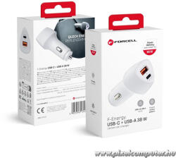  Car charger Forcell F-Energy Carbon USB C + USB A QC3.0 PD 3A 38W CC50-1A1C white (5903396134555)