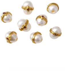  Charm Perle de Cultura 8x8 mm Argint 925 Aurit Pentru Bratari Fine - 1 Buc