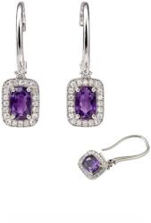  Cercei Ametist Cu Zircon Oval Fatetat 24x6x10 mm Argint 925 - 1 Pereche