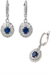  Cercei Safir Albastru Cu Zircon Oval Fatetat 25x10x10 mm Argint 925 - 1 Pereche
