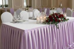  Világoslila dekorselyem asztalszoknya - 450 cm széles, 75 cm magas