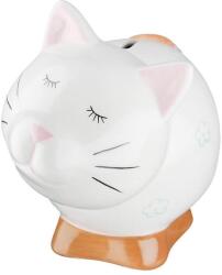  Hófehér és barnás színű porcelán cica persely - 17cm