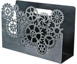  „Gears matt ezüst színű fém újságtartó fogaskerekes mintával, érdes felülettel - 30 cm