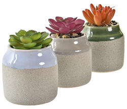  Gyönyörű kis porcelán kaspó színes selyemvirággal - 12 cm