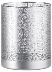  Elegáns, ezüst üveg mécses tartó keleti mintával - 12, 5 cm