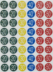 APLI Etikett, árengedmény, 24 mm, kör, színes, APLI, 240 etikett/csomag, -20-50% (LCA101232) - officepantry