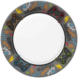  Gamer Joystick papírtányér 8 db-os 22, 7 cm (PKK050914) - eking