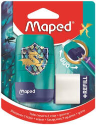 Maped Hegyező és radír, kétlyukú, tartályos, pótradírral, MAPED "Connect Dragon", sárkány (IMA049224) - onlinepapirbolt
