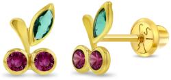 Bebe Gold Cercei din Aur 14K pentru Copii - Cirese cu pietre CZ fucsia, inchidere cu Filet si Protectie