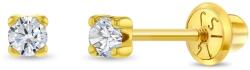 Bebe Gold Cercei din Aur 14K pentru Nou Nascuti sau Bebelusi - Diamant Natural 2mm, montura Prong, inchidere cu Filet si Protectie