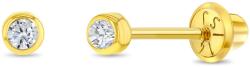 Bebe Gold Cercei din Aur 14K pentru Nou-nascuti, Bebelusi - Diamant Natural 2mm, montura Bezel, inchidere cu Filet si Protectie