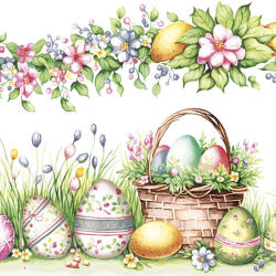  Húsvét Scene with Basket Eggs szalvéta 20 db-os 33x33 cm (PKK765314) - eking