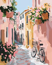 Alkotásutca Virágos mellékutca - Számfestő készlet kereten 40x50