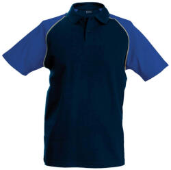 Kariban Férfi baseball galléros rövid ujjú piké póló, Kariban KA226, Navy/Royal Blue-3XL (ka226nv-ro-3xl)