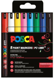 uni Marker varf 0.7 mm UNI Posca PC-1MR, 8 culori/set