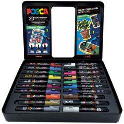 uni Marker UNI Posca Pop Colours, 20 buc/set, cutie metalica