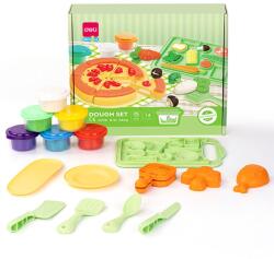 Deli Plastilina 6 culori/set, 240 g, cu 14 accesorii modelaj, DELI Pizza, Pasta and Veggie Party