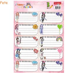 TANEX Etichete scolare autoadezive 30 buc/set, TANEX Fete