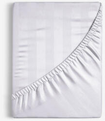 Goldea cearceaf de pat din damasc cu elastic - dungi gri deschis cu luciu satinat 80 x 200 cm