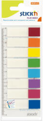 STICK'N Index autoadeziv plastic transparent, margine color, 45x12 mm, 8 culori neon+rigla, STICK'N