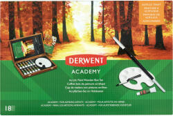 DERWENT Set pictura acrilic DERWENT Academy Acrylic, 18 piese/cutie lemn