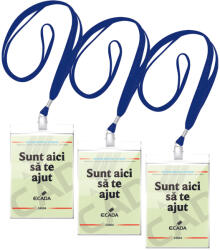 ECADA Suport ecuson vertical, cu clips si snur, 110x140 mm, ECADA, 50 buc/set
