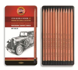 KOH-I-NOOR Set creion grafit KOH-I-NOOR Art 1512N, 8B-2H, 12 buc/set