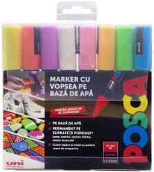 uni Marker varf 1.8-2.5 mm UNI Posca PC-5M, 8 culori/set pastel