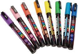 uni Marker varf 0.9-1.3 mm UNI Posca PC-3ML, 8 culori/set