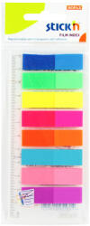 STICK'N Index autoadeziv plastic 45x12 mm, 8 culori neon+rigla, STICK'N