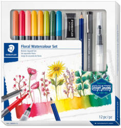 STAEDTLER Set markere tip acuarela cu creion STAEDTLER Floral Watercolour, 12 piese