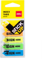 Deli Index autoadeziv plastic tip sageata 43x12 mm, 5 culori neon, DELI A11302