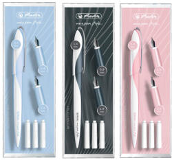 Herlitz Stilou caligrafie cu 3 penite HERLITZ My. Pen Style gri/alb