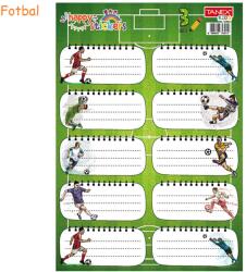 TANEX Etichete scolare autoadezive 30 buc/set, TANEX Fotbal